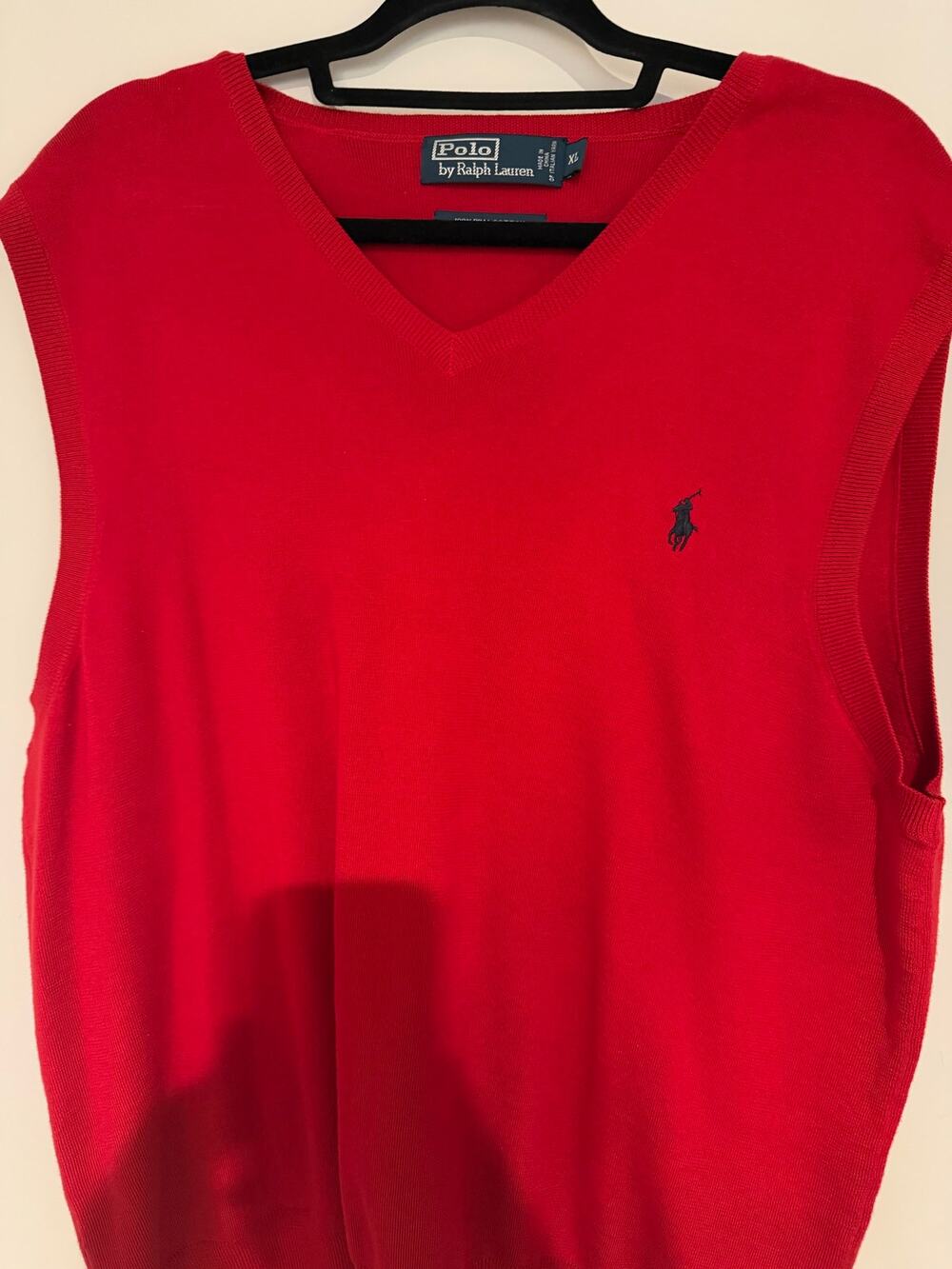 Polo Ralph Lauren Men's XL Red Pima Cotton V-Neck Sweater Vest Pony